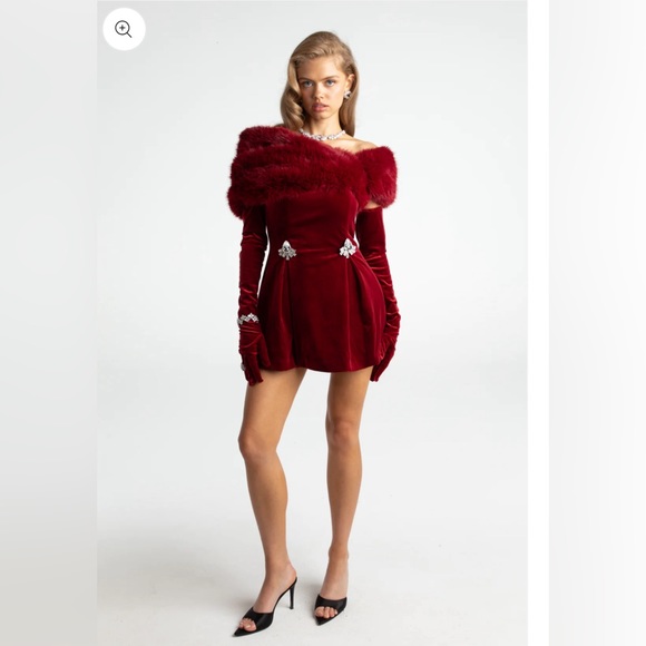 Simone Velvet Dress (red) - Picture 2 of 7